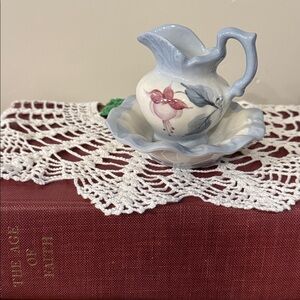 Vintage Miniature Wash Bowl & Pitcher Set Doll House Knickknack Shelf Cottage